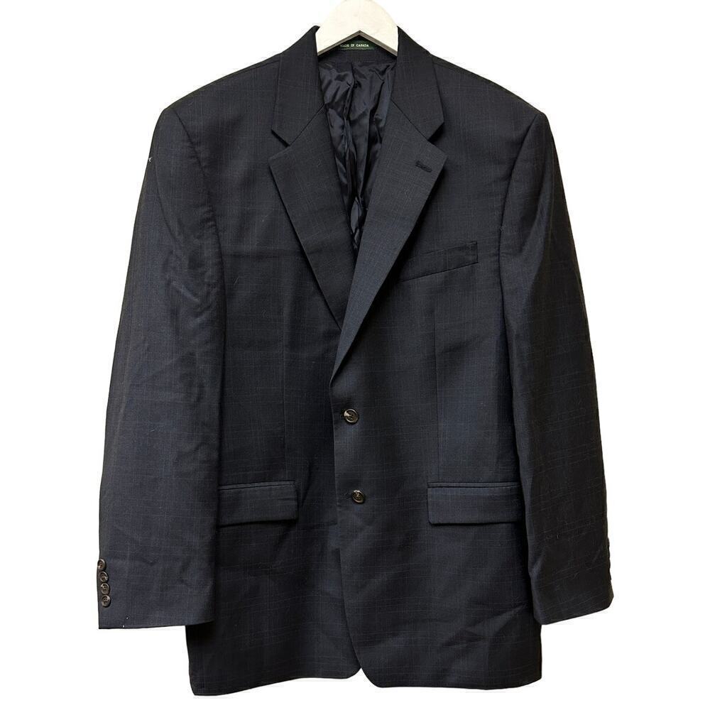 Ralph Lauren Men's Navy Blue Grey Wool Cashmere Blend Blazer Jacket Size 44L